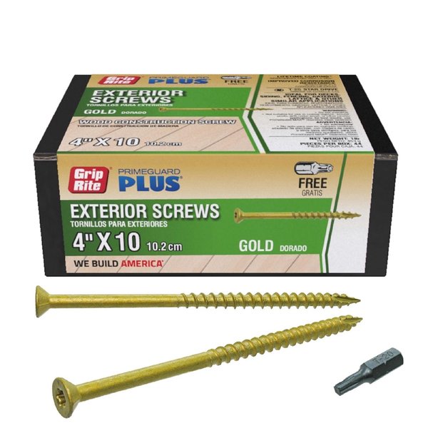 Grip-Rite Deck Screw, #10 x 4 in, Flat Head, Torx Drive, 44 PK L4STGD1